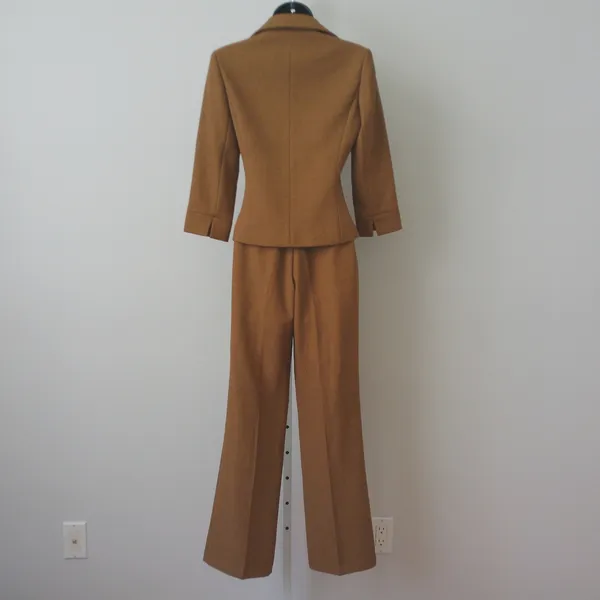 Bras Nasim Wool Office Siren Equestrian MobWife Blazer Pant Suit XS Brown - Image 5