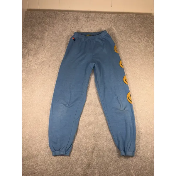 Aviator Nation Jogger Sweatpants Blue Smiley Face Women's Medium Happy ** - Image 8