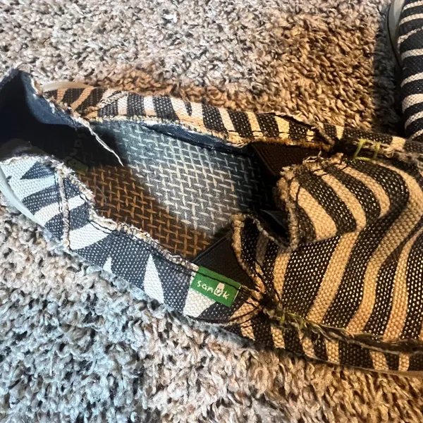 Sanuk Sidewalk Surfer Zebra Print Slip On Loafers Womens 7 Black White Textile‎ - Image 3