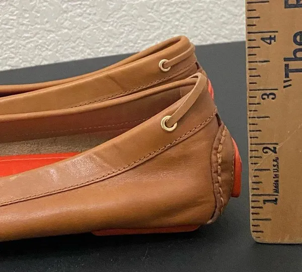TORY BURCH Ashby Royal Tan Leather Loafers Driving Shoes Size 7 - Image 16