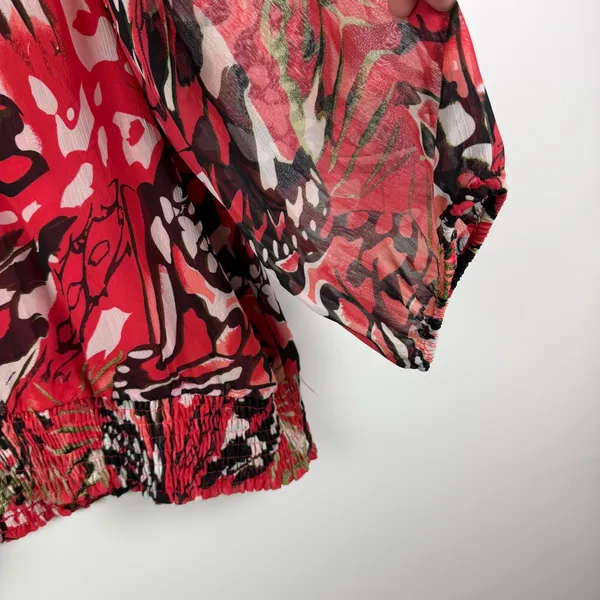 Cato Butterfly‎ Floral Print Blouse Size 22/24W Multicolor Smocked Hem Resort - Image 2