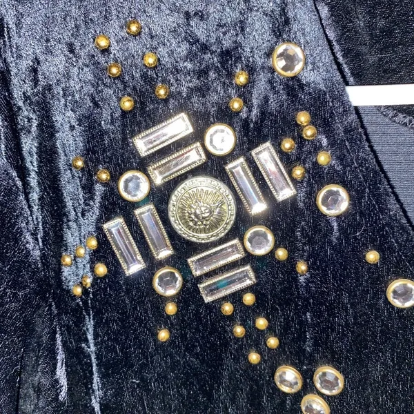 Vintage 90s black Gold embellished crushed velvet maxi whimsigoth emo glam - Image 7