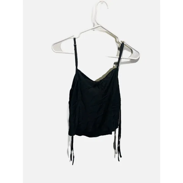 Wild Fable Cami Top Womens Medium Black Ruched Side Satin Cowl Neck Y2K Night Ou - Image 2