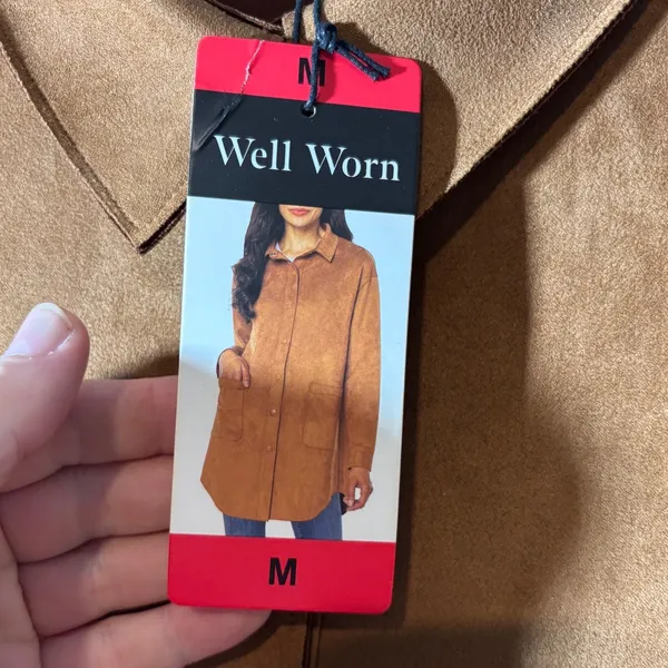 Well Worn NWT Women's Size M Brown Faux Suede Shirt-Jacket Shacket Button-Up - Image 7