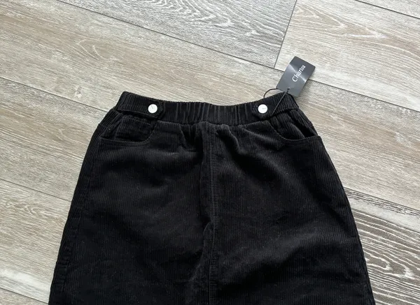 NWT Chartou Collection Sz 8 Black Corduroy Skirt Pull On Elastic Waist - Image 3