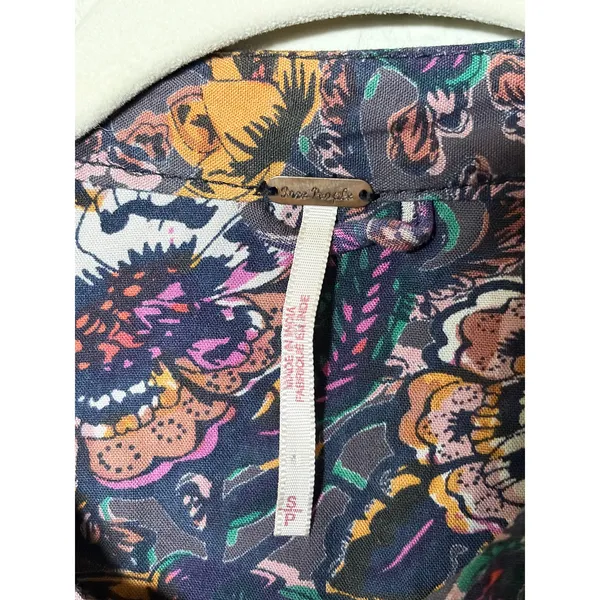Free People Floral Bomber Jacket Balloon Sleeves Zip Front Boho Size Small - Image 5