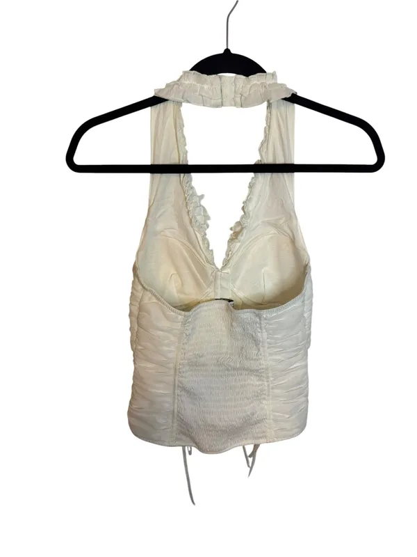 Entry Vintage Y2K Ivory Ruffle Halter Corset Top - Image 2