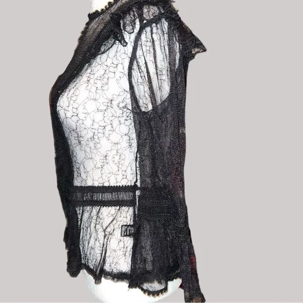 Blashe sheer lace goth style blouse! Black Size M - Image 5