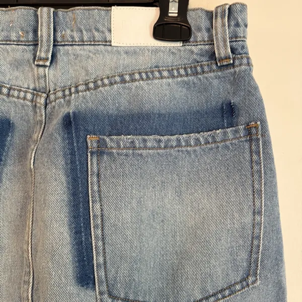 NWT Pistola 26 Button Denim Jean Blue Mini Skirt Distressed Y2K Vibe Cali Preppy - Image 4