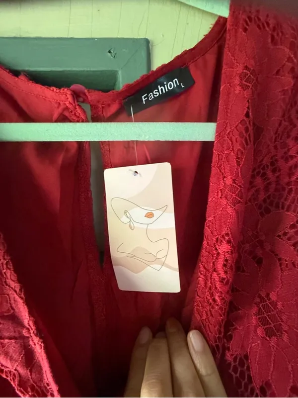 Fabletics Red Lace Long-Sleeve Romper - Image 6