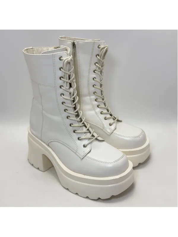 Women's Unbranded White Platform Boots Size 8.5 - Image 3