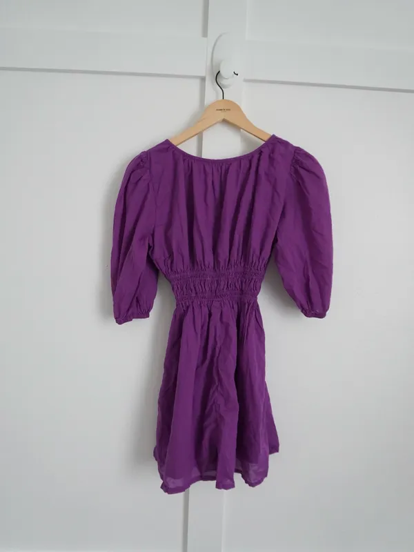 Faithfull the Brand Roma Deep V-Neck Mini Dress Purple - Image 4