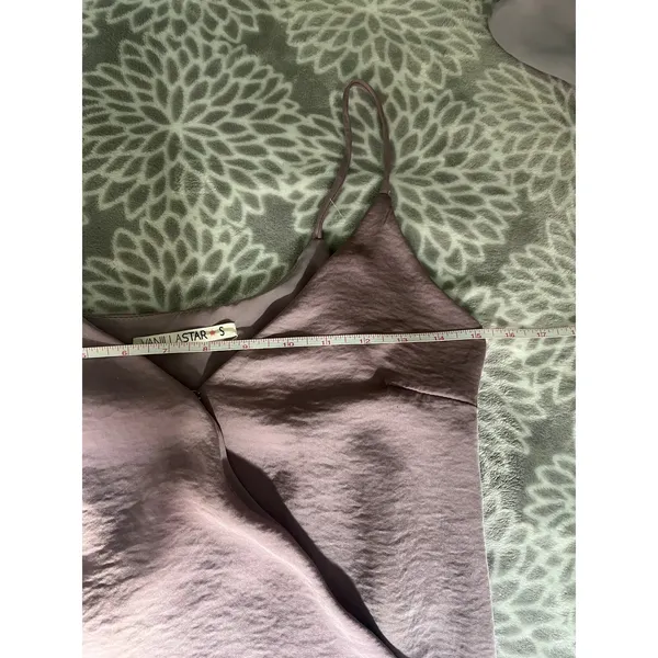 Satin Pink‎ Bodysuit size Small Mauve V-Neck Sexy Elegant Tucked In Pastel Chic - Image 6