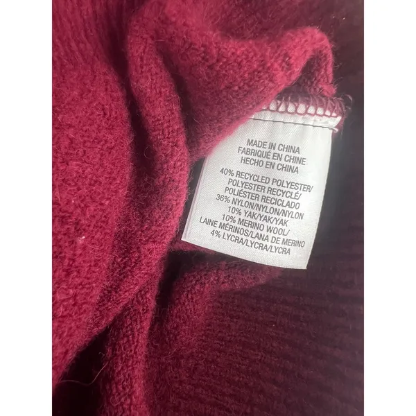 Joe's Jeans The Steph Shrunken Sweater Tee Syrah Burgundy XS Cropped Yak Wool‎ - Image 11