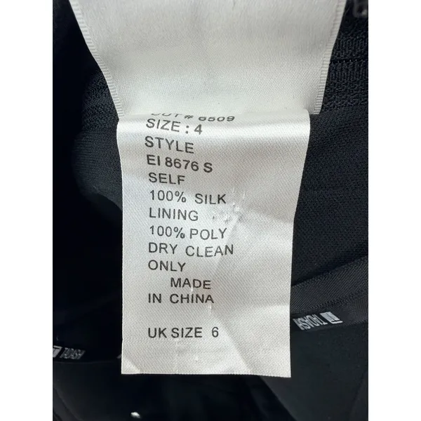 Tadashi Shoji Black Silk Halter Pleated Cocktail Dress Chiffon Gala LBD‎ Old Money 4 - Image 6