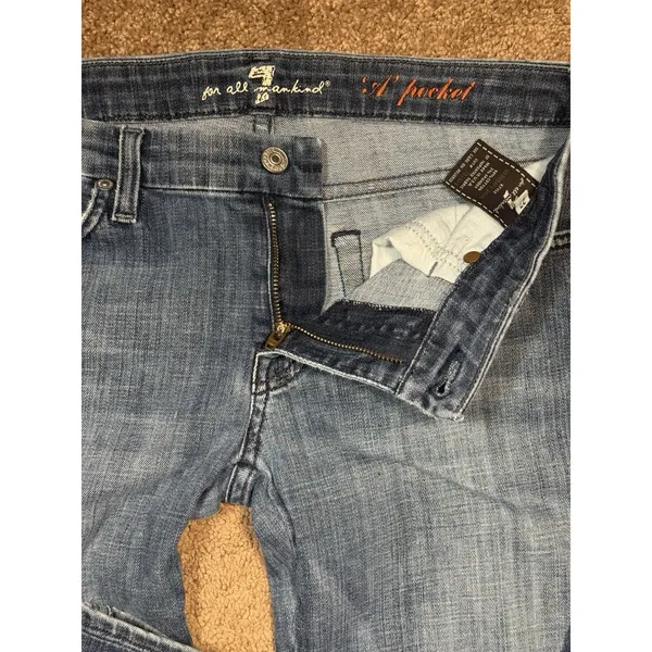 7 For All Mankind A Pocket Jeans Bootcut Flare Low Rise Y2K Denim Size 27 - Image 8