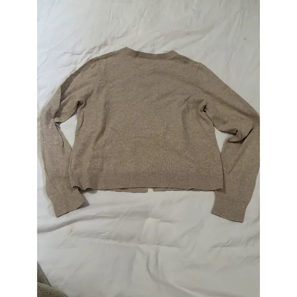 Old Navy Beige Button Front Crewneck Cardigan Sweater Size Small - Image 5