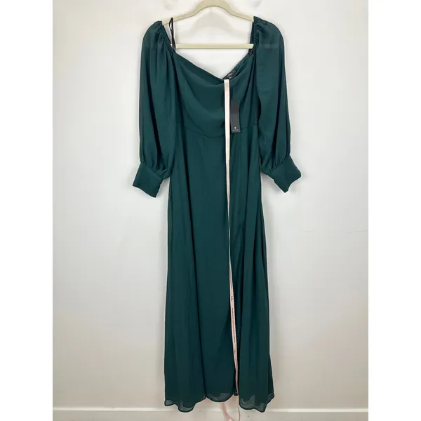 Lulus Feel the Romance Emerald Green Of The Shoulder Maxi Dress Formal L NWT - Image 5