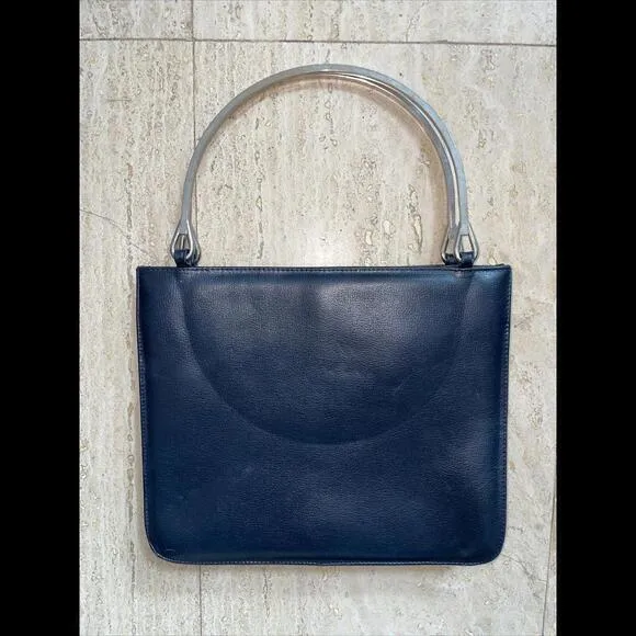 Paule Clement Vintage Bag‎ Black Leather Metal Loop Handle HandMade In Morocco - Image 2