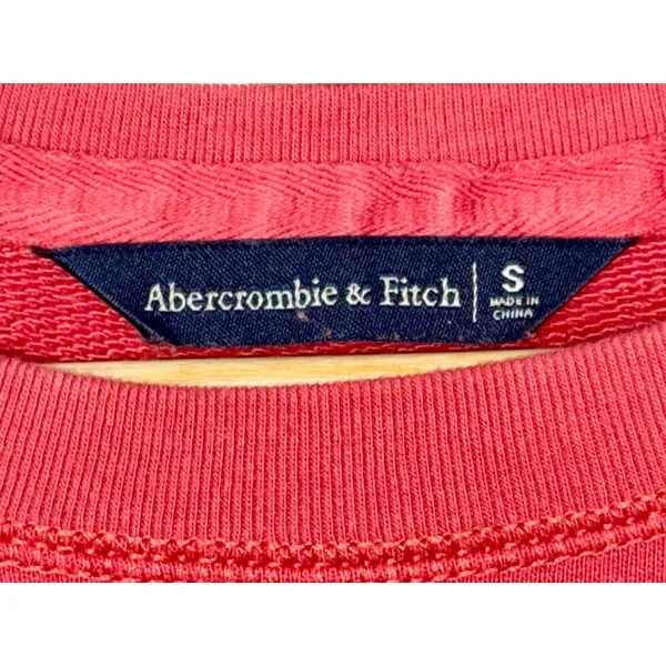 Abercrombie & Fitch Red White Floral Embroidered Cropped Sweatshirt Top Size S - Image 3