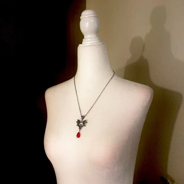 Bat Pendant Necklace Silver - Image 2
