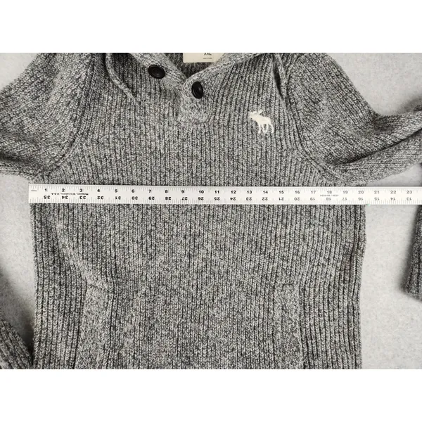 Soft! Abercrombie‎ & Fitch Knitted Wool Blend SWEATER Cable Hoodie Moose XXL - Image 8