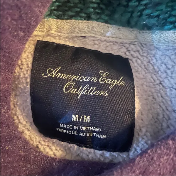 American Eagle purple hoodie teal fleece-lined sweatshirt size medium - Image 10