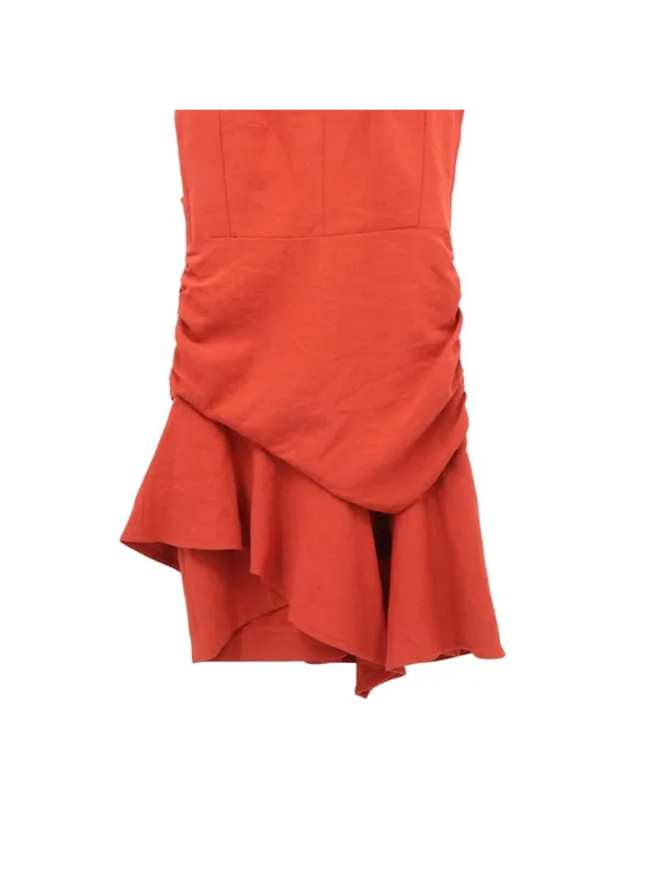 BA&SH Jess Terracotta Asymmetrical V-neck Mini Dress S - Image 6