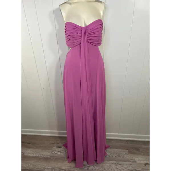 Dessy Collection Strapless Empire Waist Chiffon Gown in Orchid Pink Size 14 NWOT - Image 6