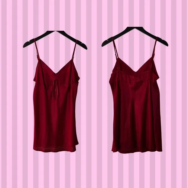 Banana republic red y2k womens cami dress medium silk - Image 2
