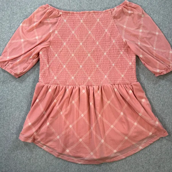 Cato Dusty Rose Off the Shoulder 3/4 Sleeve Blouse Women's Large Smocked - Image 8