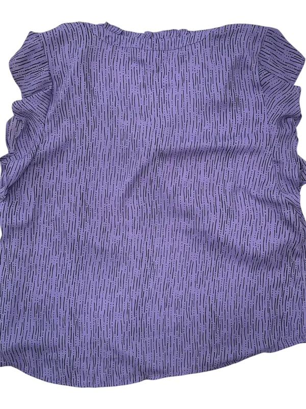 Liz Claiborne Lavender Purple Black Dash-Dot Ruffle Blouse - Size Large - Image 5