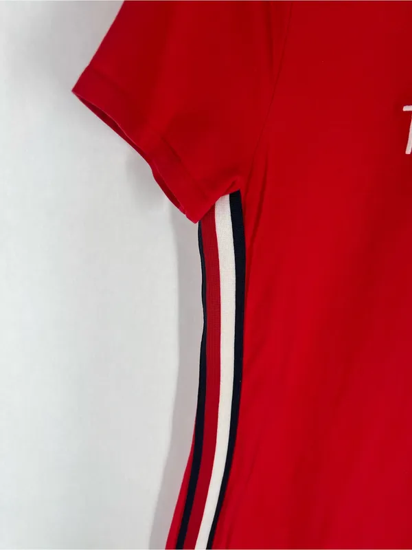 Tommy‎ Hilfiger Red Logo T-Shirt Dress Women’s Small Side Stripe Stretch Mini - Image 3