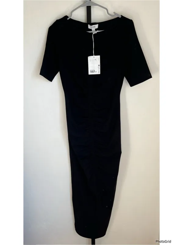 COS Black Ruched Side Tee Shirt Dress XS New With Tags - Image 2