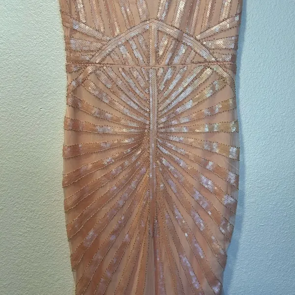 Elegant Peach Evening Gown Pink Size L - Image 3