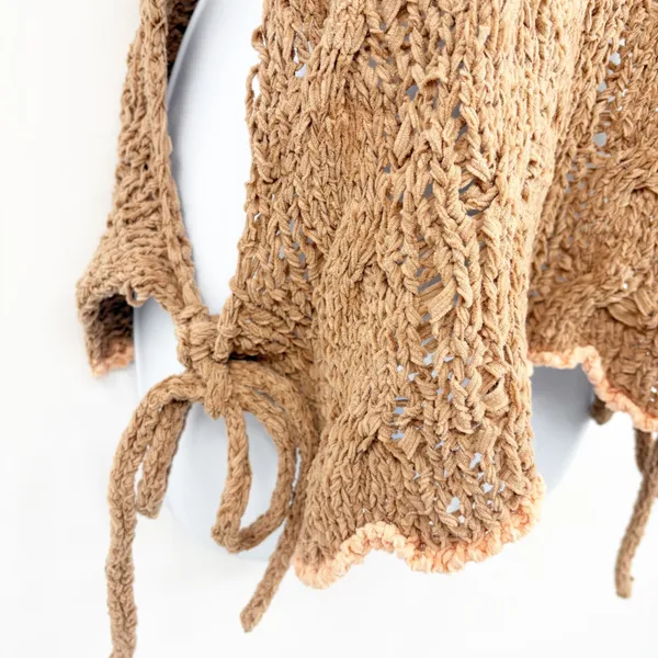 Free People Womens Arlo Knit‎ Praline Combo Boho Festival Side Tie Top Size S - Image 5