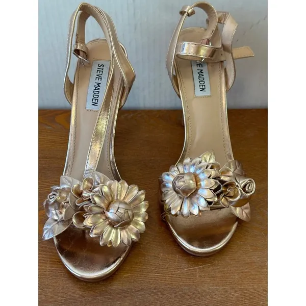 Steve Madden Women's High Heel Ankle Strap Sandal Rose Gold Sze 7 / 38 Sku 2869 - Image 6