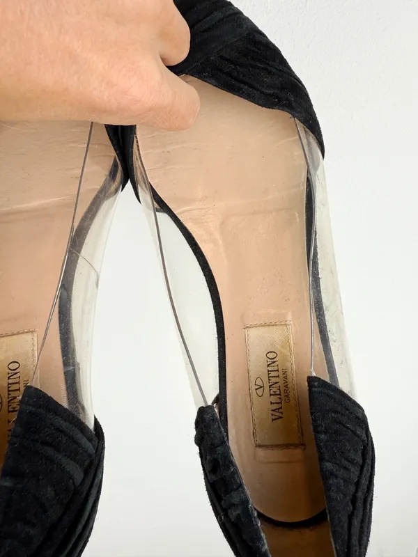 Valentino Garavani Black Pleated Suede Point Toe Flats Size 36/ US 6 - Image 13