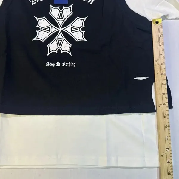 Aelfric Eden Punk Emo‎ Goth Preppy Oversized Distressed T Shirt Vest XS NWT - Image 3