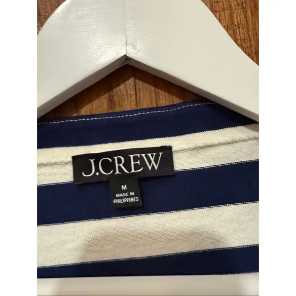 J.Crew navy striped boatneck relaxed shirt size M - Image 5