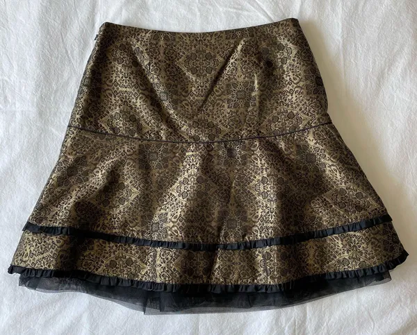 Talbots Gold Brown Patterned Peplum Skirt - Image 3