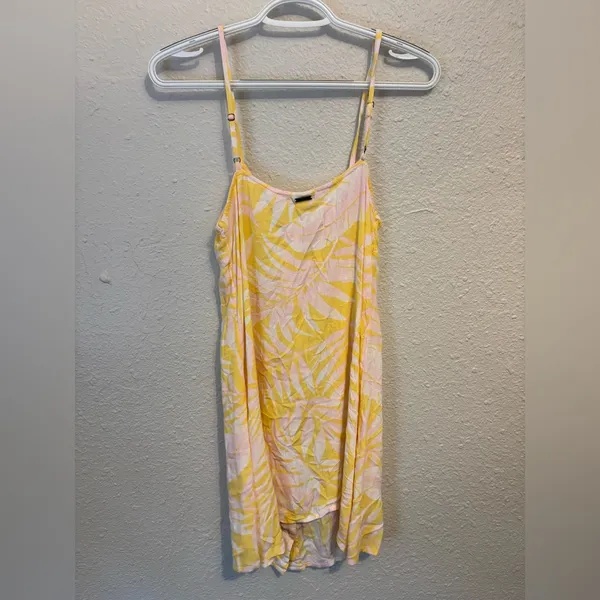 Billabong Yellow and Pink Tropical Button-Front Sundress - Image 4