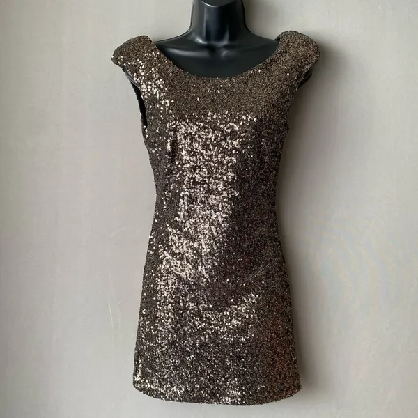 MinkPink sz S gold sequin party mini dress‎ - Image 3