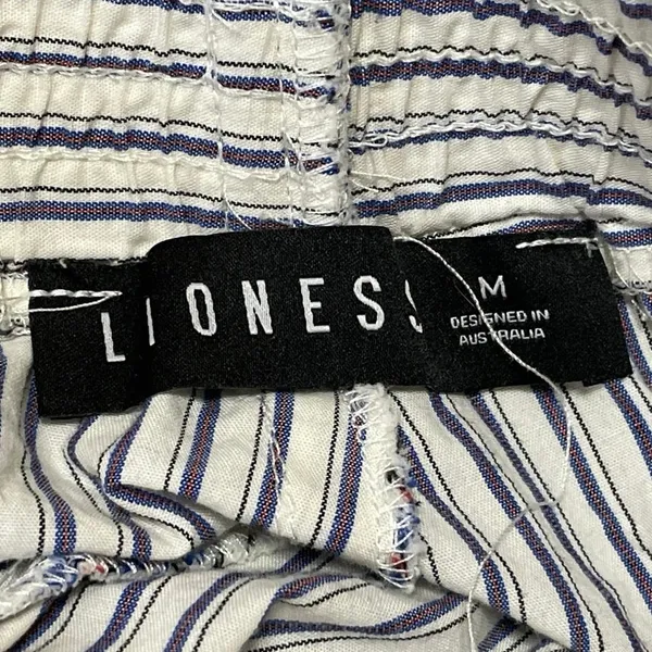 Lioness Womens White Blue Striped High Rise Baggy Wide Leg Trousers Pants Size M - Image 4