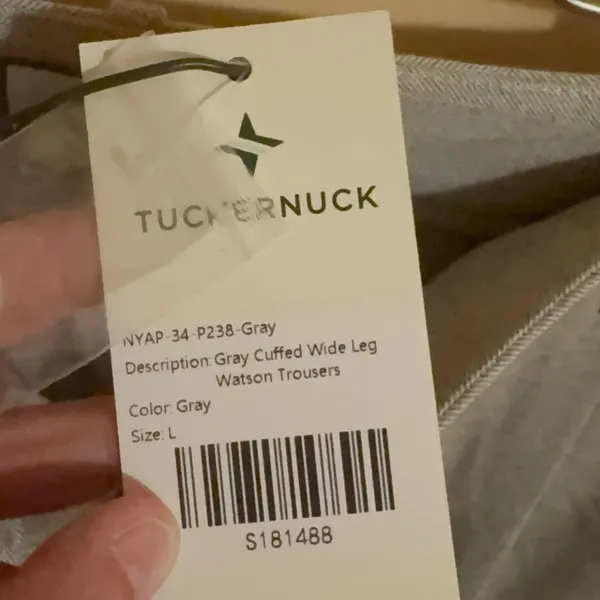 NWT Tuckernuck Watson Gray Cuffed Wide Leg Trousers - Image 4