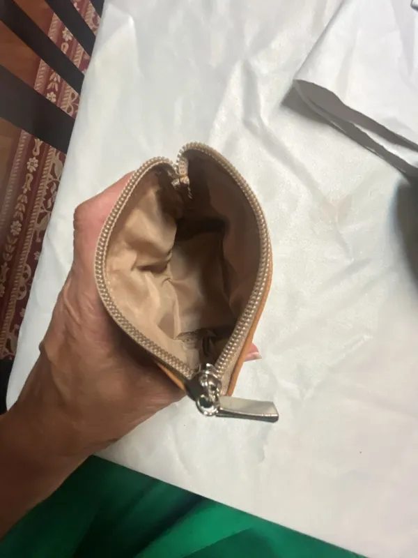 Gold Metallic Textured Leather Coin Purse - Image 5