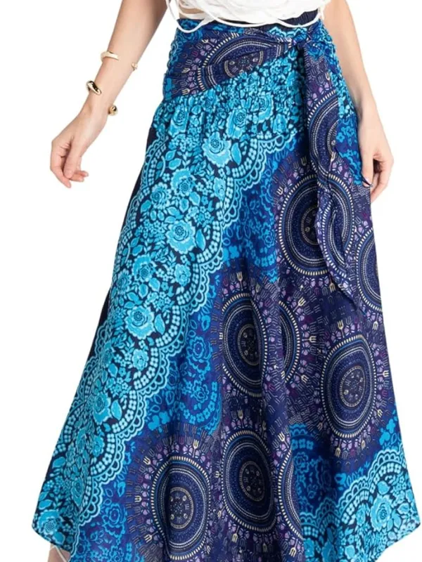 New. Tranquil Threads Boho Maxi Skirt for Women - Blooming Blue - Image 2