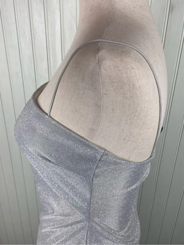 NEW Windsor Silver Glitter Sparkle Slip Dress with Cowl Neck Size Medium Fairy - Image 13