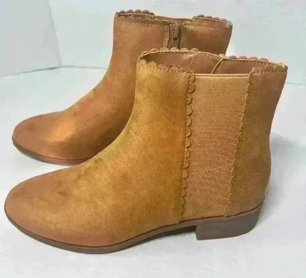 NWB CHARTER CLUB Womens Brown Goring Scalloped Daxi Round Toe Block Heel Sz 7 - Image 2