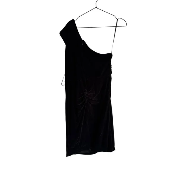 Laundry by‎ Shelli Segal Velvet 12 Black One Shoulder Cocktail Dress - Image 4